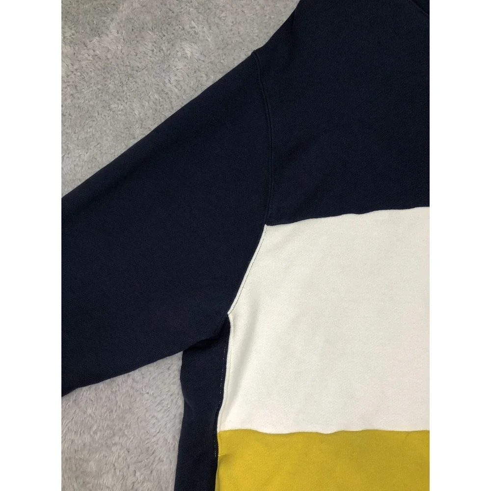 Nike Hoodie Men's XXL Yellow Navy White Club Fleece Color Block Pullover